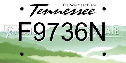 F9736N Tennessee License Plate