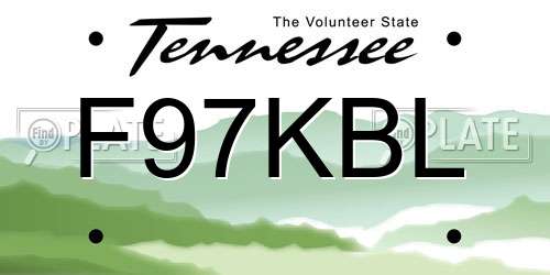 F97KBL Tennessee License Plate