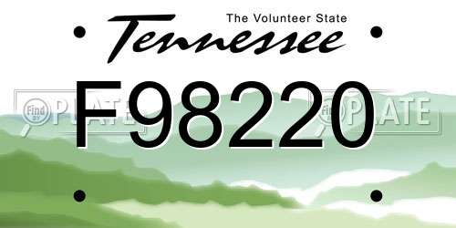 F98220 Tennessee License Plate