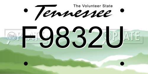 F9832U Tennessee License Plate