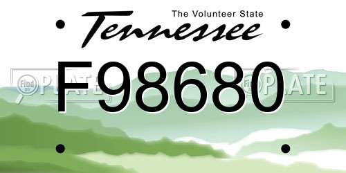 F98680 Tennessee License Plate