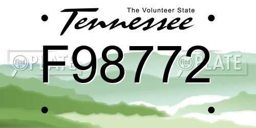 F98772 Tennessee License Plate