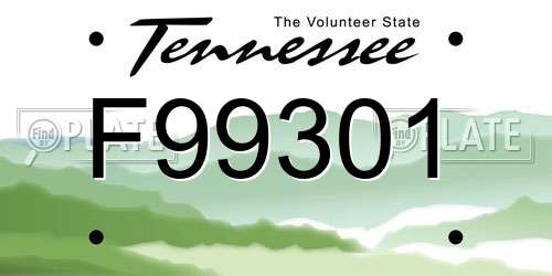 F99301 Tennessee License Plate