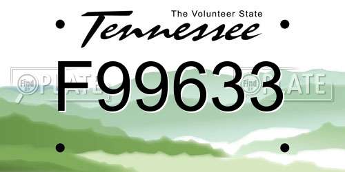 F99633 Tennessee License Plate