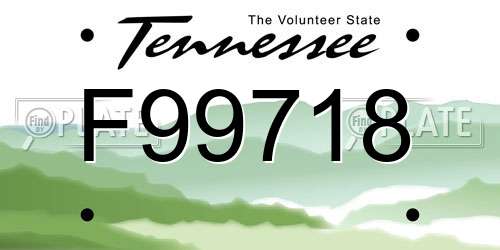F99718 Tennessee License Plate