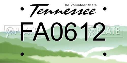 FA0612 Tennessee License Plate
