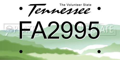 FA2995 Tennessee License Plate