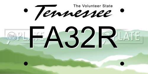 FA32R Tennessee License Plate