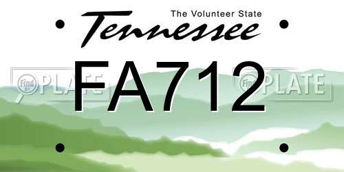 FA712 Tennessee License Plate