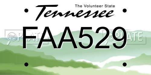 FAA529 Tennessee License Plate