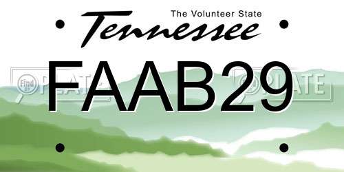 FAAB29 Tennessee License Plate