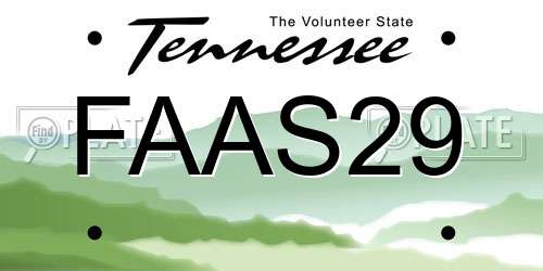 FAAS29 Tennessee License Plate