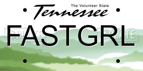 FASTGRL Tennessee License Plate