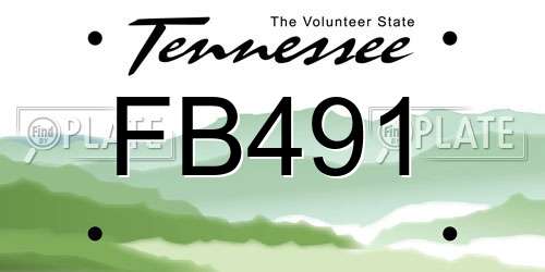 FB491 Tennessee License Plate