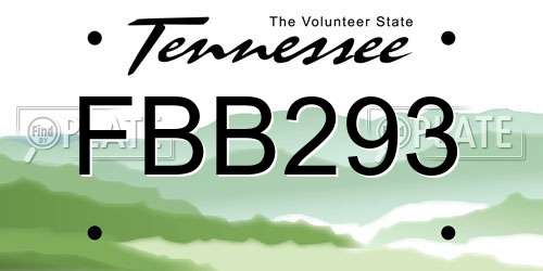 FBB293 Tennessee License Plate
