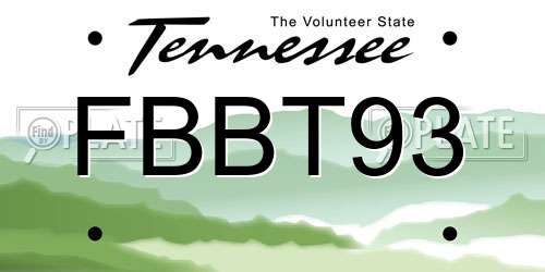 FBBT93 Tennessee License Plate