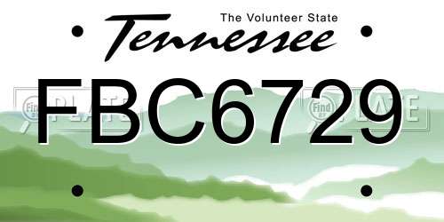 FBC6729 Tennessee License Plate