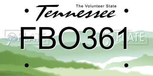 FBO361 Tennessee License Plate