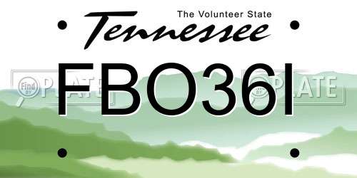 FBO36I Tennessee License Plate