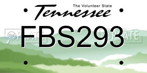 FBS293 Tennessee License Plate