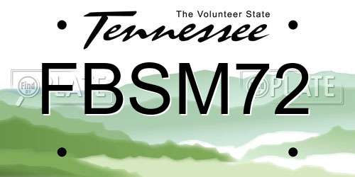 FBSM72 Tennessee License Plate
