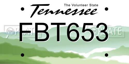 FBT653 Tennessee License Plate