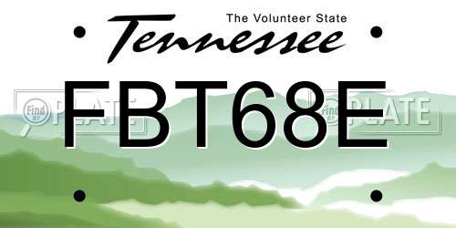 FBT68E Tennessee License Plate