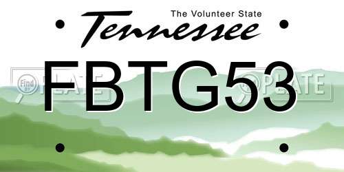 FBTG53 Tennessee License Plate