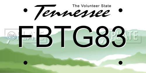 FBTG83 Tennessee License Plate