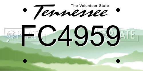 FC4959 Tennessee License Plate