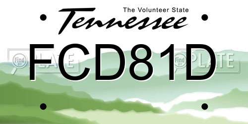 FCD81D Tennessee License Plate