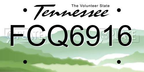 FCQ6916 Tennessee License Plate