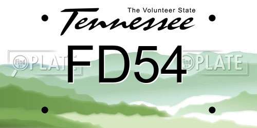 FD54 Tennessee License Plate