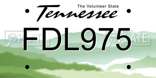 FDL975 Tennessee License Plate