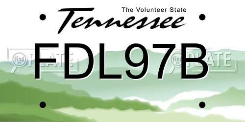 FDL97B Tennessee License Plate