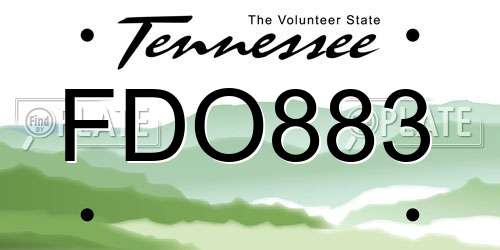 FDO883 Tennessee License Plate