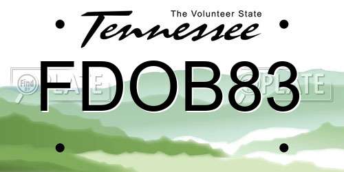 FDOB83 Tennessee License Plate