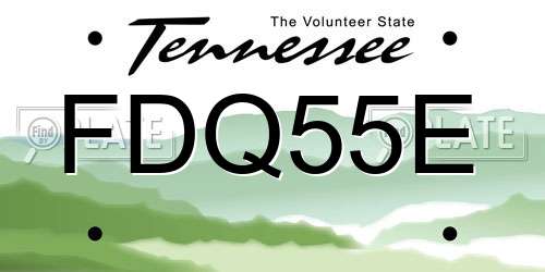 FDQ55E Tennessee License Plate