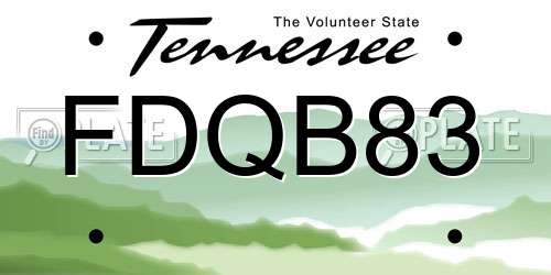 FDQB83 Tennessee License Plate