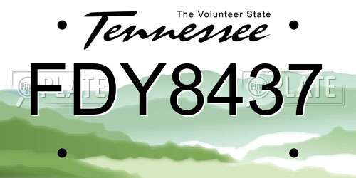 FDY8437 Tennessee License Plate
