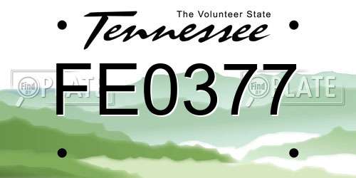 FE0377 Tennessee License Plate