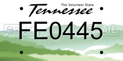 FE0445 Tennessee License Plate