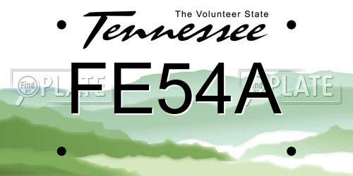 FE54A Tennessee License Plate