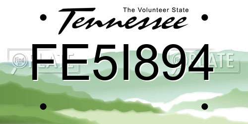 FE5I894 Tennessee License Plate