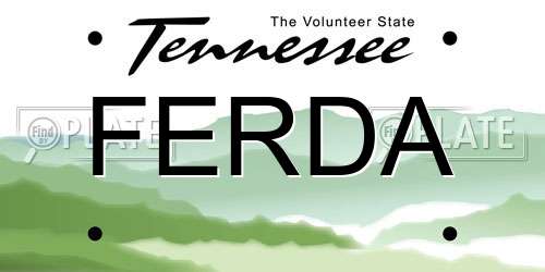 FERDA Tennessee License Plate