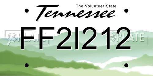 FF2I212 Tennessee License Plate