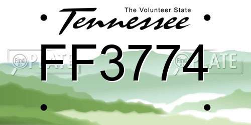 FF3774 Tennessee License Plate