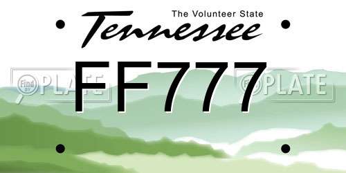 FF777 Tennessee License Plate