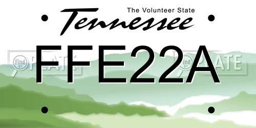 FFE22A Tennessee License Plate