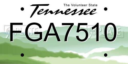 FGA7510 Tennessee License Plate